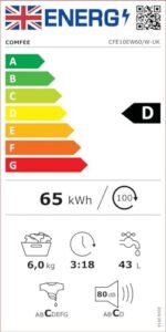 COMFEE' Freestanding Washing Machine,6KG Load,Heat Wash 90℃,Quick Wash,15 Washing Programs,White-CFE10EW60/W - Image 3