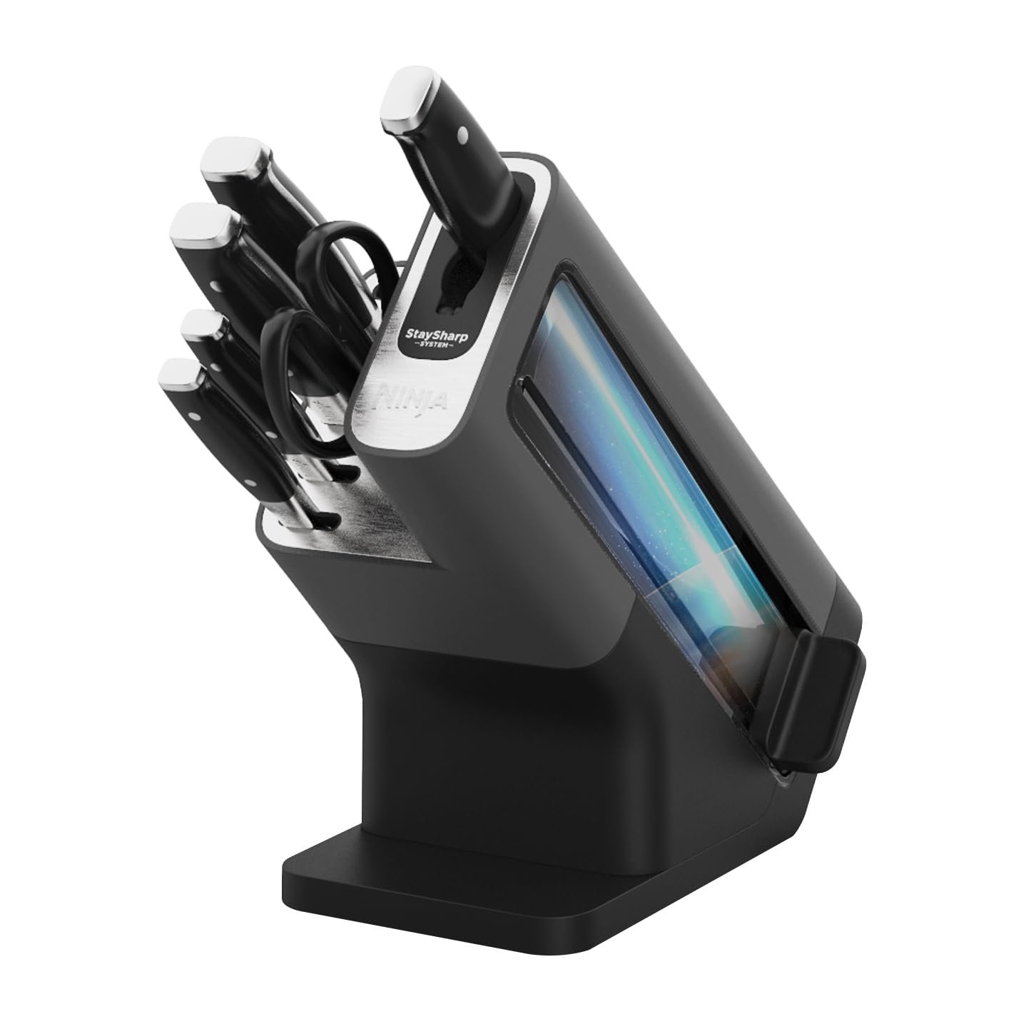 51DgrbcAgsL-6.jpg Ninja Foodi StaySharp Knife Block with Integrated Sharpener; 5 Knives and Scissors (1 pair), Sharp 6-Piece Knife Set - Image 1