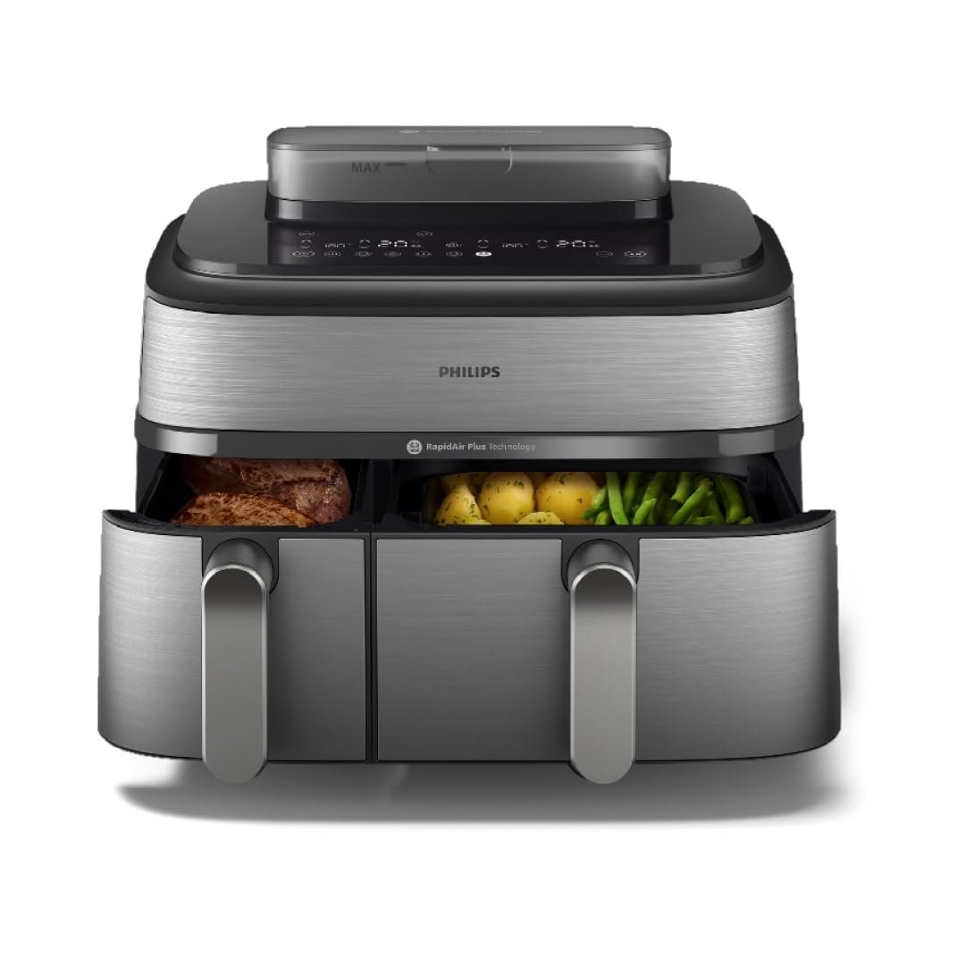 51Nn1WuVNEL-6.jpg Philips Air Fryer 5000 Series Dual Basket with Steam – 9L Capacity, RapidAir Plus Technology - Image 1