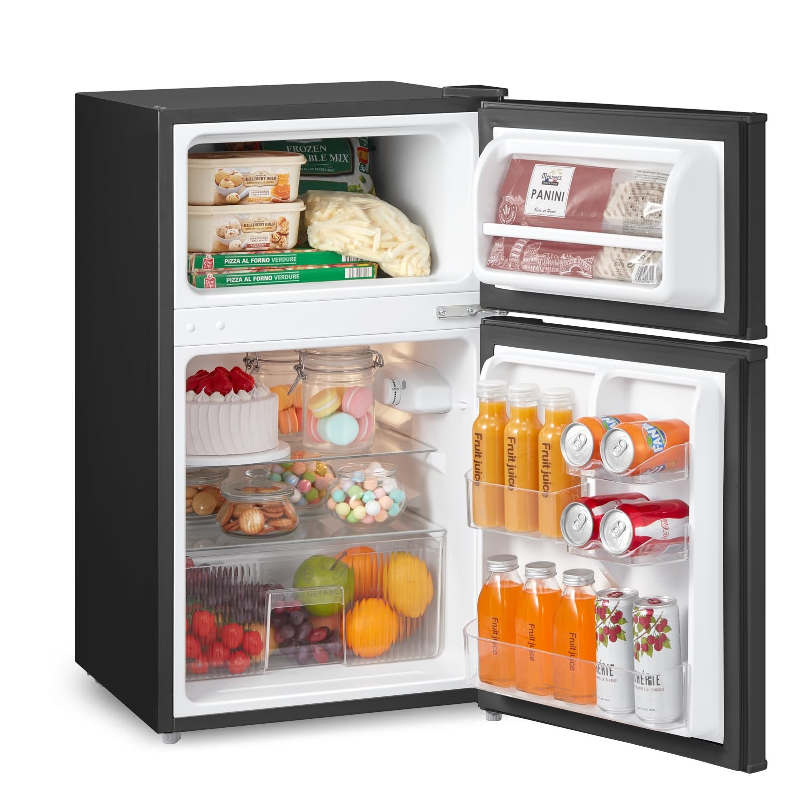 71KVCp7xE4L-6.jpg COMFEE' RCT87BL2(E) Under Counter Fridge Freezer, 87L Double Door Small Fridge Freezer with Light - Image 1