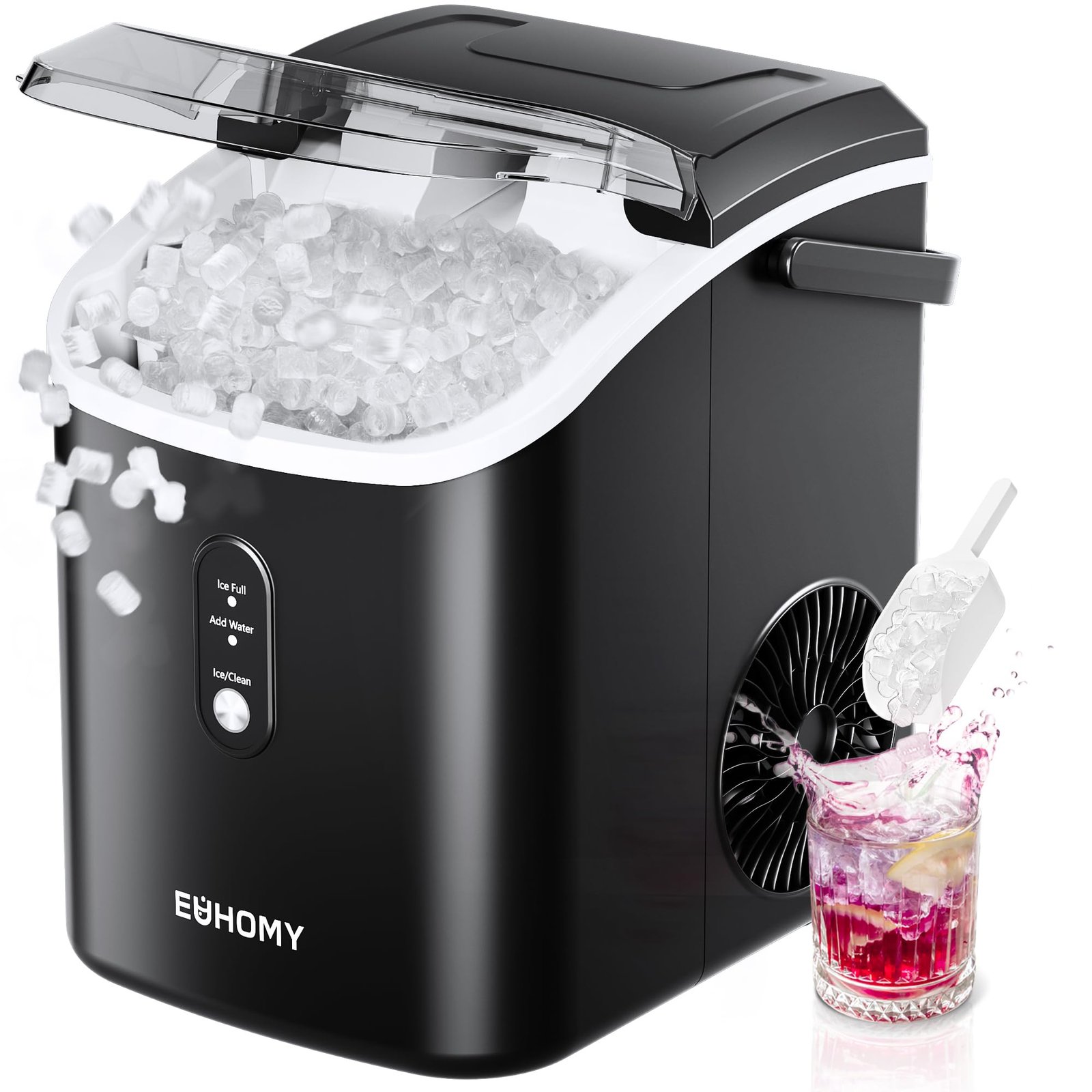 71dHlxHLqTL-6.jpg EUHOMY Nugget Ice Maker, Chewable Pellet Ice Machine with Handle, Ready in 6 Mins, 15.5kg/24H - Image 1