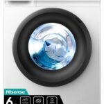 Freestanding Front Load Washing Machine – 6kg, Inverter Motor, 15 Programs, Quick & Steam Wash, 1200 RPM, White, Energy Class C