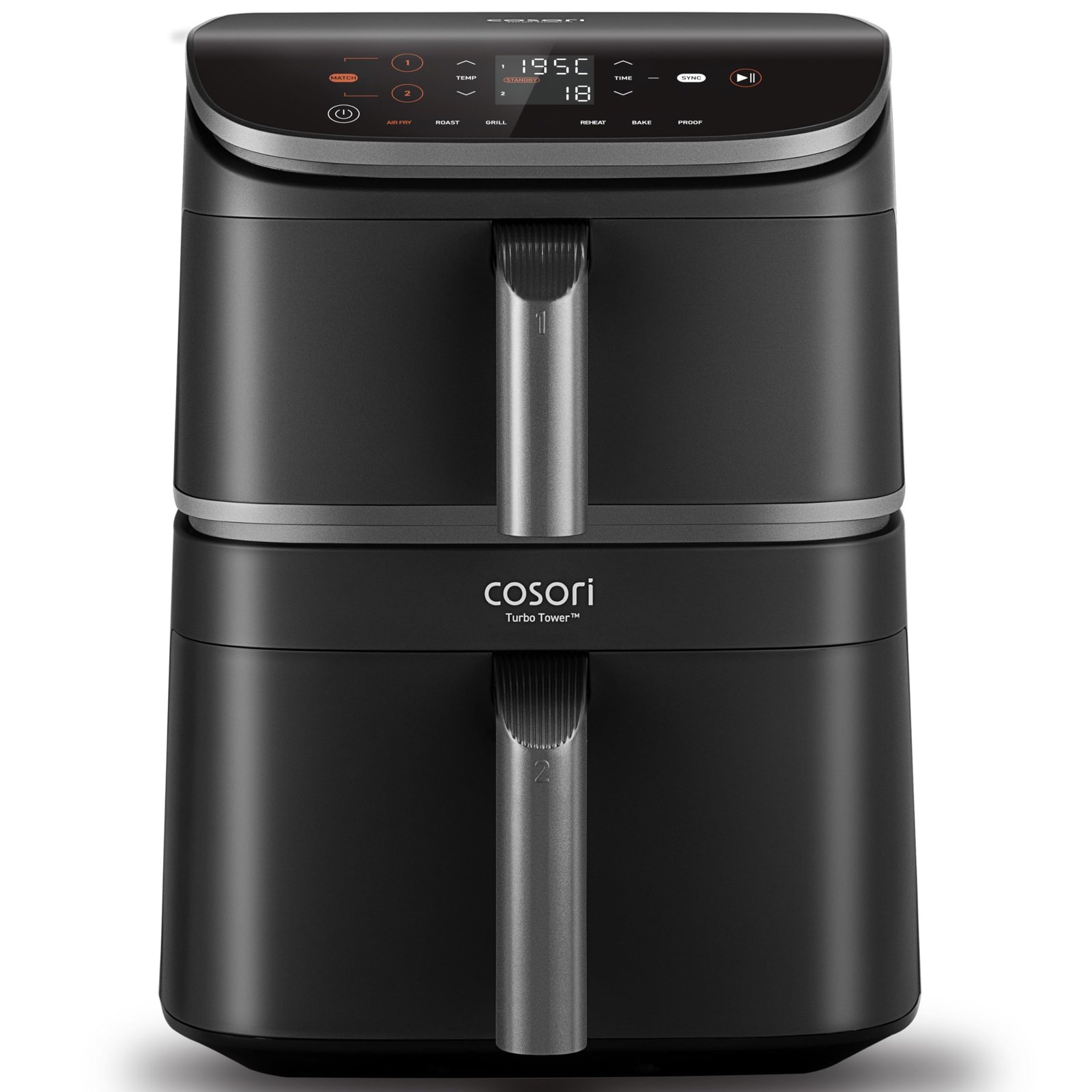 71wS3qDewPL-6.jpg COSORI TurboTower Dual Air Fryer, 10.8L Space-Saving Stacked Design, 3-Layer Cooking - Image 1