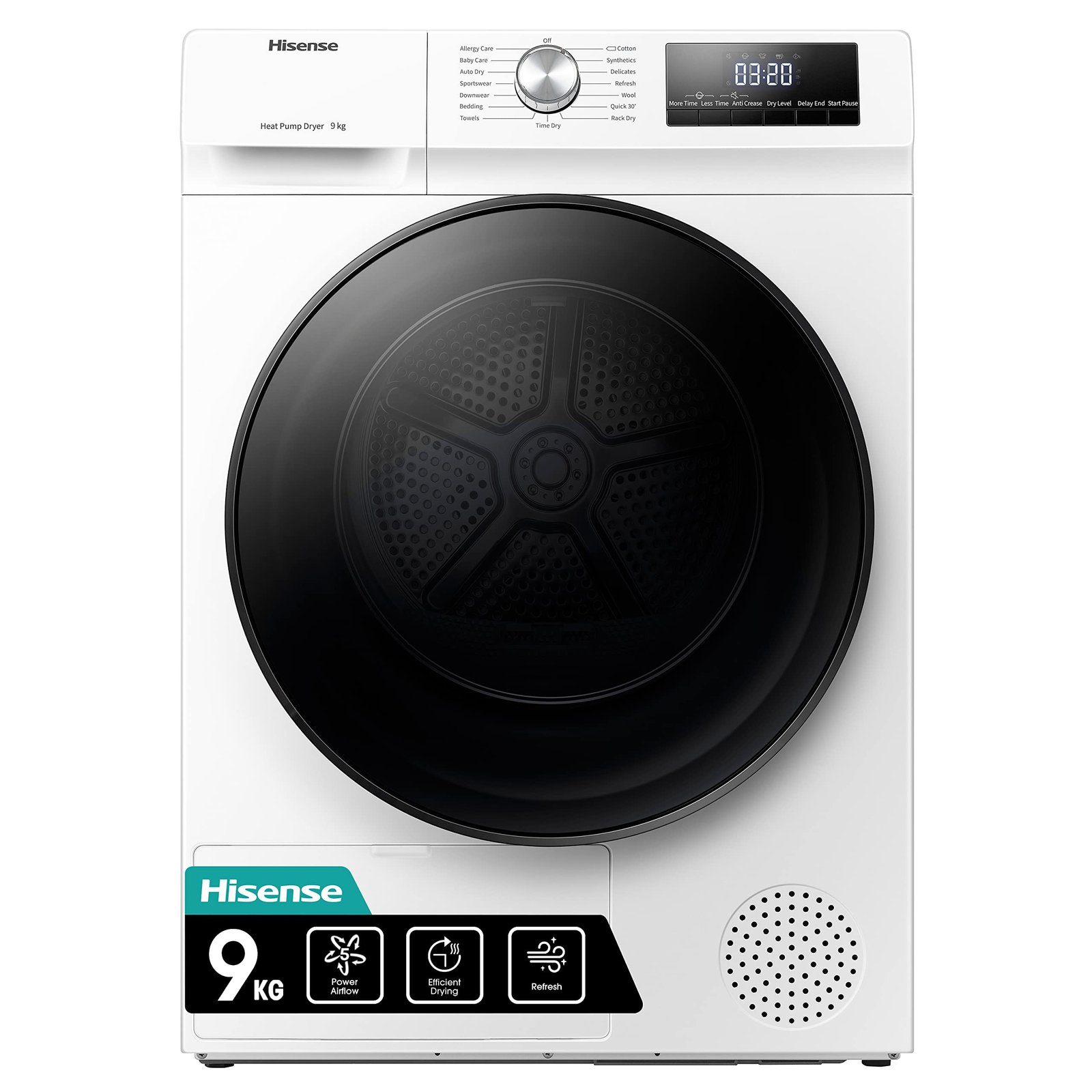 71wxdmUZf5L-6.jpg Freestanding Heat Pump Tumble Dryer – 9kg, Front Load, 15 Programs, Auto-Dry, Steam Refresh, Allergy Care, White (60cm) - Image 1