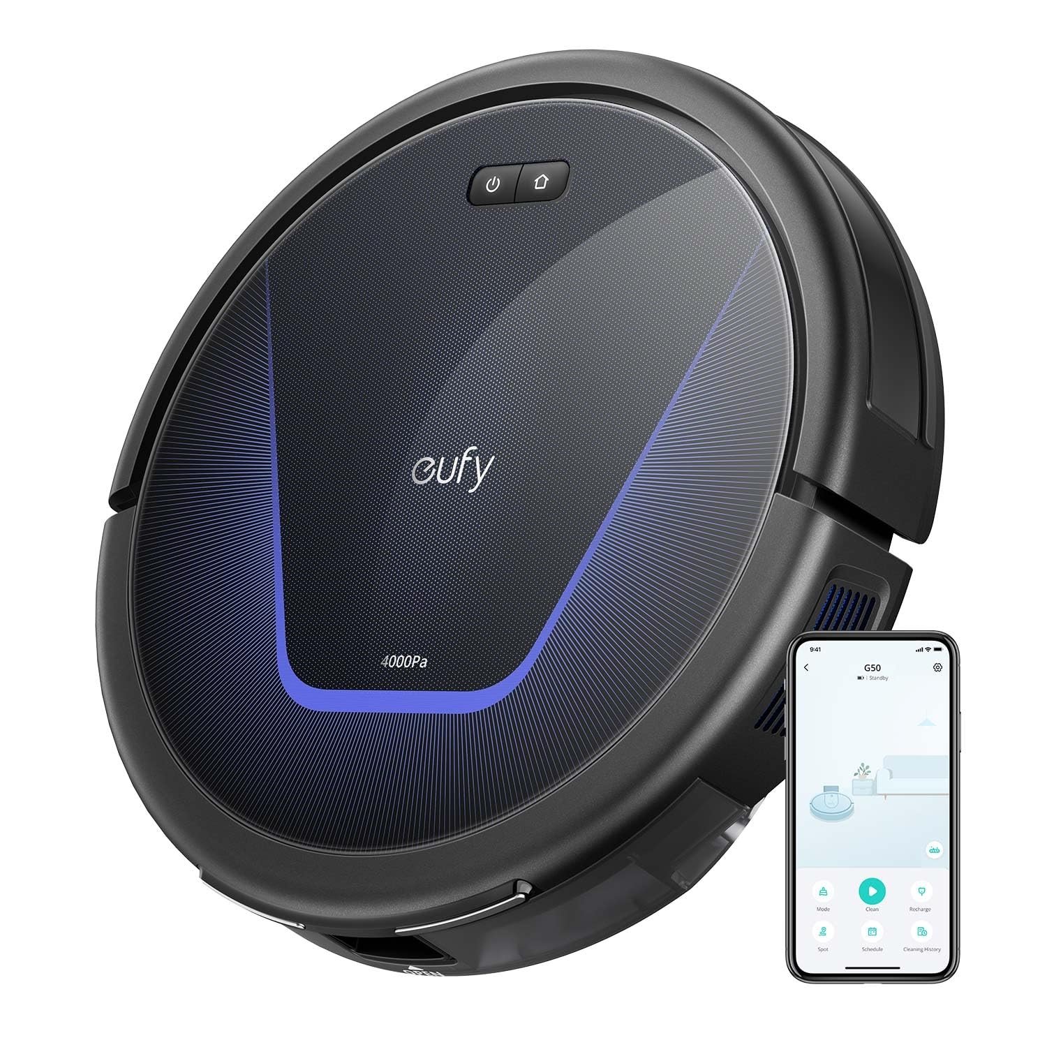 81aH8rdwkVL-6.jpg eufy G50 Robot Vacuum Cleaner with 4,000 Pa Strong Suction, Pro-Detangle Comb, Roller Brush - Image 1